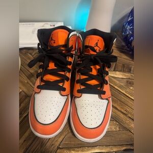Nike Kids Orange and White High-Top Sneakers